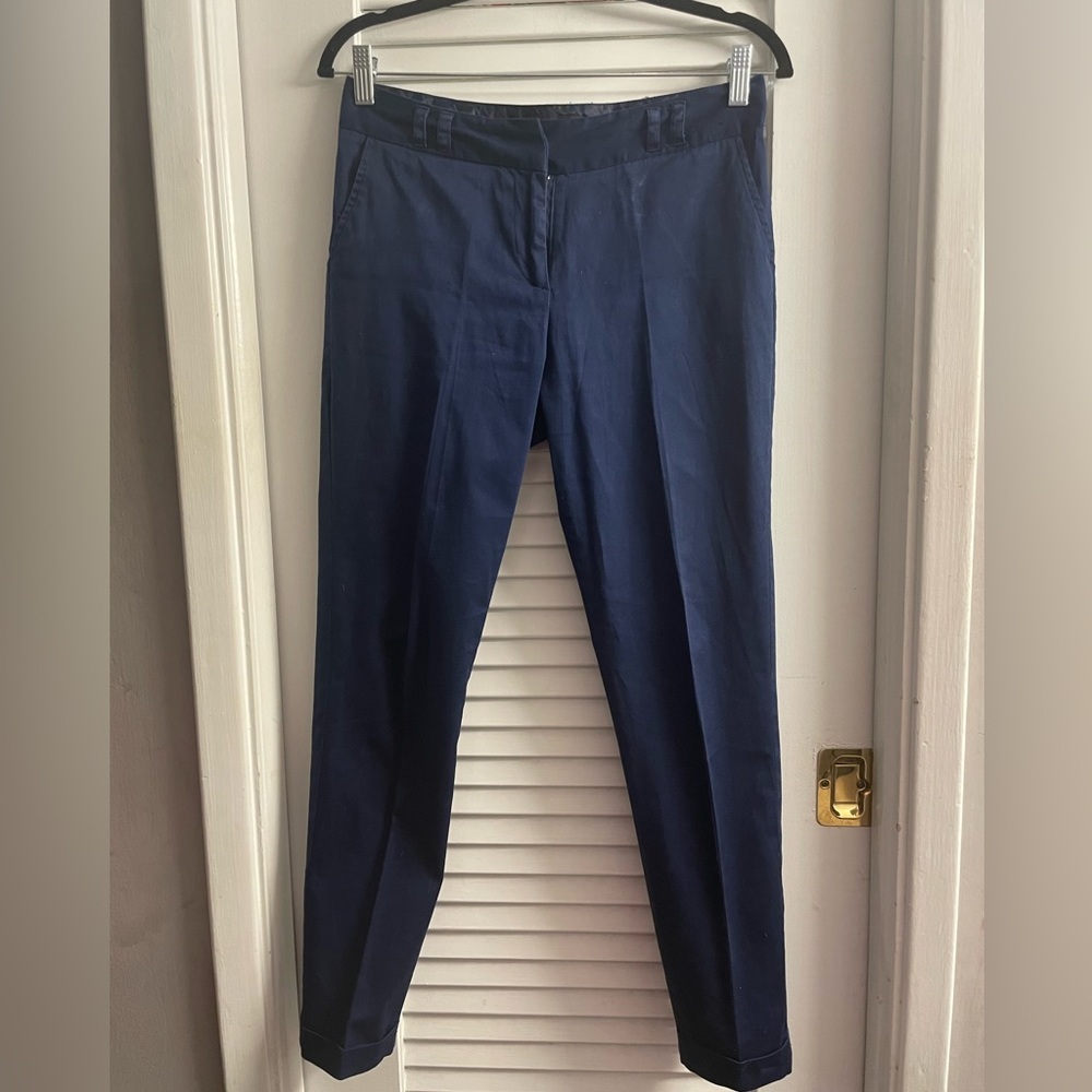 Atmosphere Women’s Navy Sateen Cuffed Trousers. EUC. Size 4